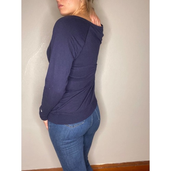 Unisex VINTAGE Champion Long Sleeved Tee Navy 1X - Picture 4 of 6